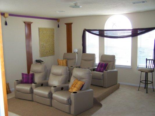 Custom Media Room Columns and Stepped Area