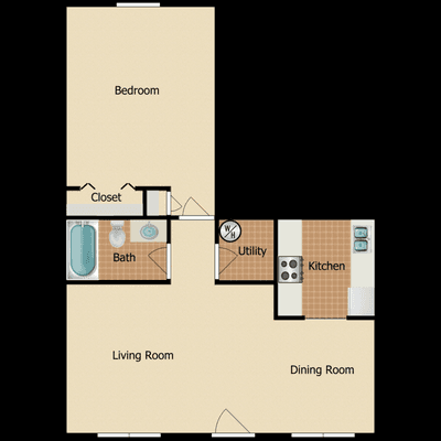 1 Bedroom 1 Bathroom 800 SqFt