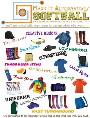 Visit http://markitalternatives.com/softball.html to see Softball online catalog.