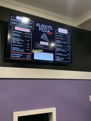 Always Pizza XOXO 2022 menu inside rumson market aka butlers deli