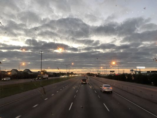 Sunrise somewhere around New Orleans on the overnight bus.