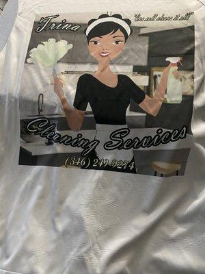 The new t shirt for Trina Cleaning Services