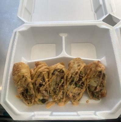 Jerk chicken egg rolls