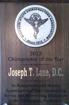 The only Chiropractor in the State of Missouri who has received this award twice...1995 and 2013.  Congratulations!