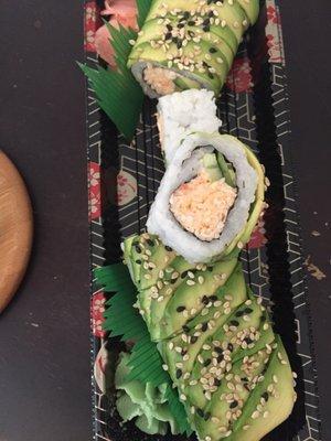 Caterpillar Roll. Decent sushi for a grocery store. California roll w/ avocado topping