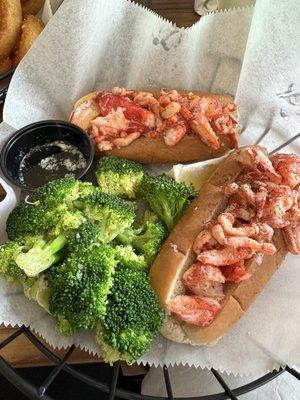 Lobster Rolls with broccoli.