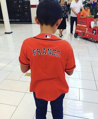 Embroidery on Astros jersey. Two colors(outline)