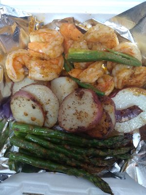 Sautéed Shrimp, Roasted Potatoes and Asparagus