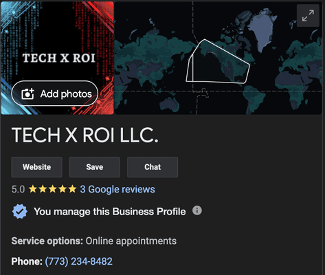 TECH X ROI Google Business Profile.