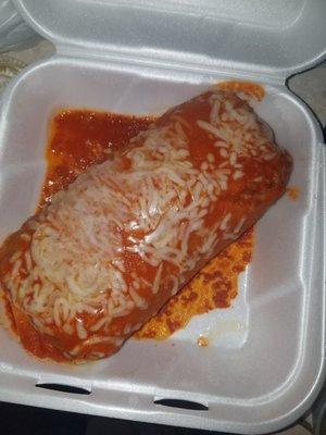 Burrito Mojado Rojo - Giant and loaded with flavor.