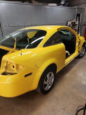 My car being repaired in the shop