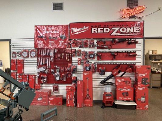 Milwaukee Tools display.