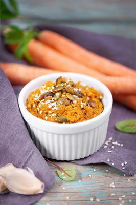 Roasted carrot and pumpkin seed hummus