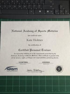 Certified Personal Trainer via NASM!