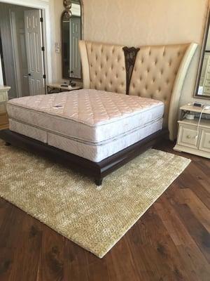 walnut hardwood, diagonal installation in a bedroom