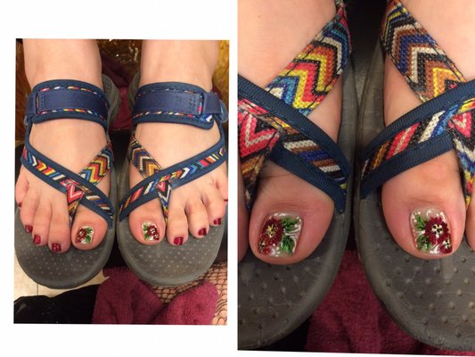 Daisy on Toes Nails.