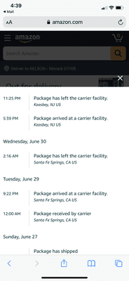 The supposed attempt to delivery on 7/3 never happened since I have recording cameras all over my property