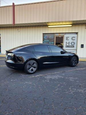 Tesla looking refreshed after a foam bath. Mobile Auto detailing services available.