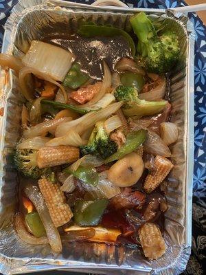 Supposedly Vegetable Stir Fry that was swimming in thickened soy sauce.