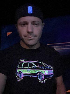 Shirt glowing in the blacklight