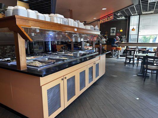 Buffet area and seating inside