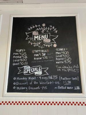 Menu and prices Feb 2023