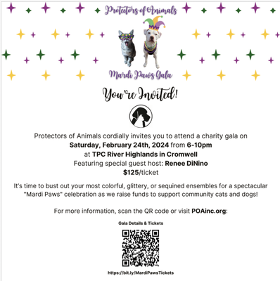 Join us for a Pawesome event! https://poainc.networkforgood.com/events/65934-mardi-paws-gala