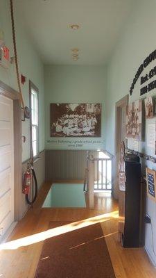 Entry hall and exhibits in the schoolhouse museum