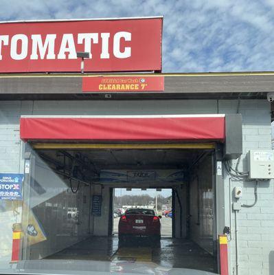 Inside the car wash bay