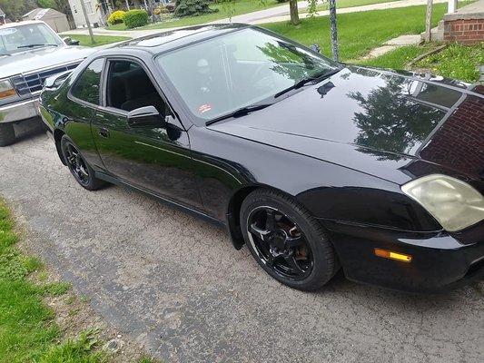 When I got the car back. They had put in a new quarter panel, door and front bumper and repainted the passenger side beautifully.