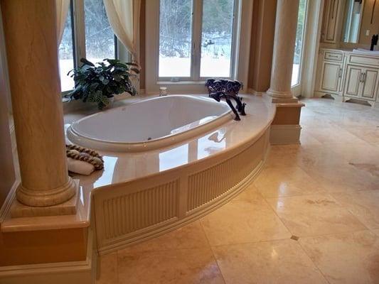 Master Bath Marble top and Travertine floor