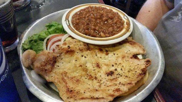 Grilled Tenderloin with baked beans