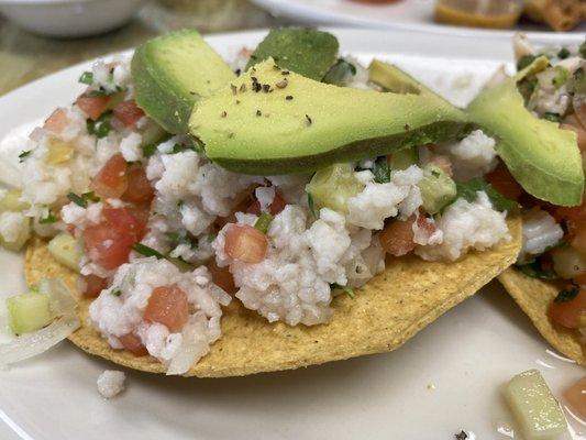 Fish ceviche tostada