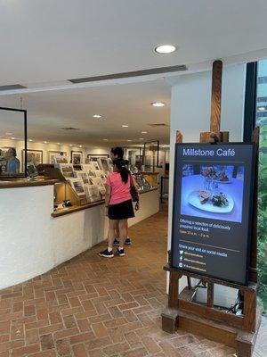 Enter through the museum gift shop for the café