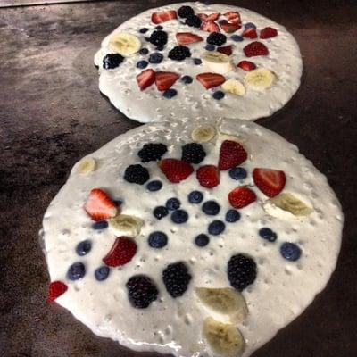 Fruity pancakes on the grill!