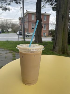 Large overpriced latte $7 and some cents