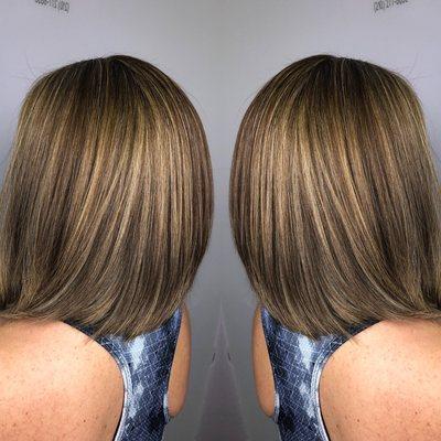 Long bod hair cut with highlights