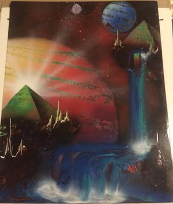 This painting spoke to me because of the Planets and Pyramids. FANTASTIC, I had to have it!