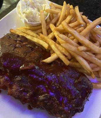 Thursday night BBQ Pork ribs with Fries and slaw! Yum!!!