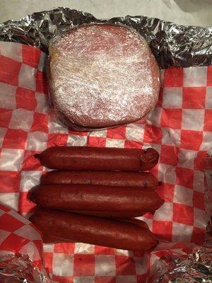 1 pound of baloney & 1 pound of hot links to go $14.67