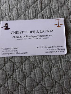 Christopher J. Lauria will work hard for you; and his fee is reasonable.  I won my 3 eviction cases, as a renter, wit the same owner.