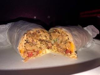 100% REAL pork, chicken, and turkey burrito. Our take of the Puerto Rican Tripleta! $8