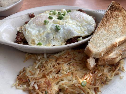 Corn Beef Hash & Eggs, with Taters