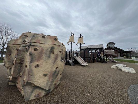 Rock wall and main play area.