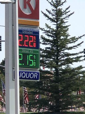 $2.22 regular on 9/16/2020