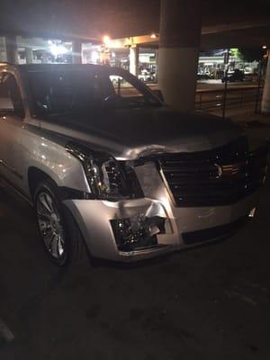 My wrecked car at the Staples Center.