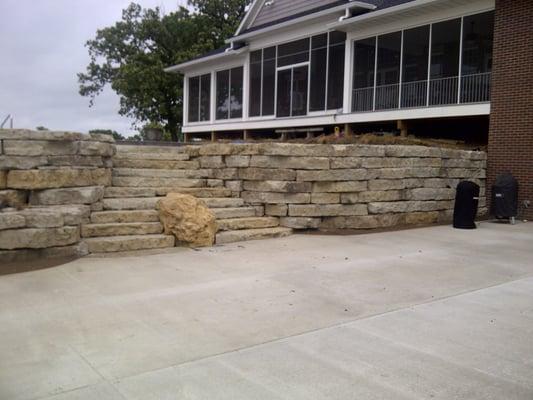 Natural stone walls and stairs Maquoketa, Ia