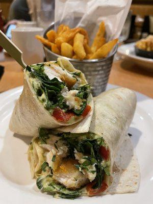 Chicken Caesar Wrap with a side of fries was good!