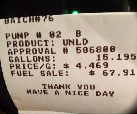 pAid almost $70 for gas. wth?! it used to stop around 50bucks! cnt help but notice