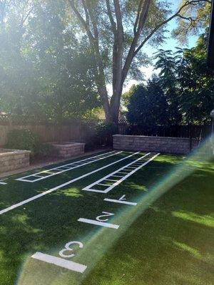 Turf patio for outdoor exercise and foot work